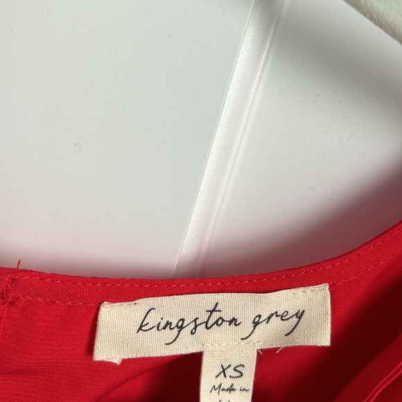 Women’s Red Tie Smocked Waist Ruffle Hem Sleeveless Scoop Neck Romper - size XS - Picture 2 of 4